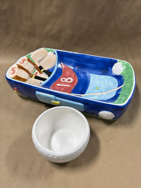 Ceramic Golfing Chip And Dip Tray And Bowl