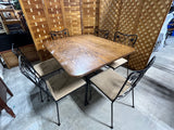Dining Set: Table with Metal Base/Wood Top and (6) Metal Chairs
