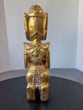 Praying Burmese Mandalay Style Gilded Vintage Wooden Buddha with Glass Inlay (B)