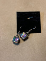 Sterling Earrings with Iridescent Dichroic Glass