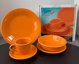 (G) Homer Laughlin Fiestaware 5-Piece Tangerine Place Setting in Box