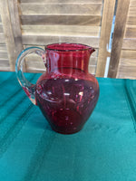 (A) Cranberry Glass Pitcher