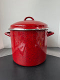 Paula Deen Red Speckled Enamel Lidded Stock Pot