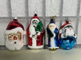 Santa Glass Ornament Lot, 4 pc