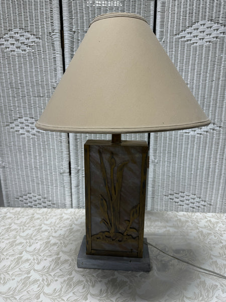 Hand Made & Painted Heavyweight Botanical Wooden Table Lamp (WORKS)