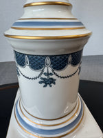 Blue & White Ceramic Candlestick Table Lamp (WORKS)