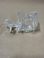 Small Clear Glass Donkey With Cart