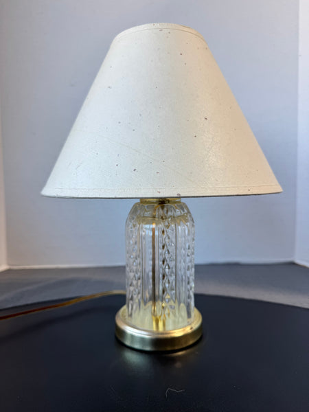 Pressed Glass & Brass Vintage Accent Lamp (WORKS)