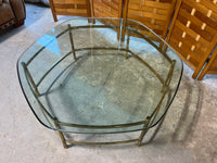 Hexagon Glass/Brass Coffee Table***HEAVY ITEM***