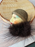 Art Deco Inspired Vintage Flapper Lady with Mink Cowl Brooch