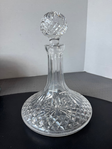 (B) Waterford Crystal Lismore Ships Decanter with Stopper