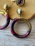 Pair of Vintage Purple & Gold Tone Earrings (C)