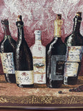 Wide Framed Tapestry of Wine Bottles; Signed