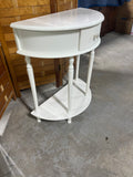 White Demilune  Side Table with Drawer