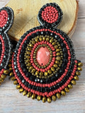 Bohemian Style Large Concentric Beaded Earrings