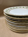 12 Green And Gold GDA Limoges France Salad Plates