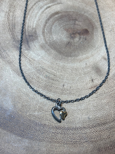 Silver Tone Necklace with Tiny Heart Pendant