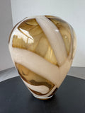 Murano Style Amber & White Studio Art Glass Vase