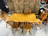 Oak Tone Dining Table with (6) Windsor Style Chairs