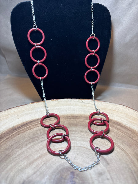 Necklace with Burgundy Circles