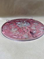 Floral Pink Footed Cake Plate