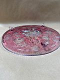 Floral Pink Footed Cake Plate