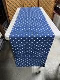 Pottery Barn Blue/White Polka Dot Table Runner, 90"x18"