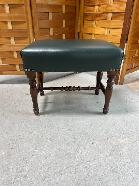 Petite Bench/Foot Stool, Dark Green with Tack Accents