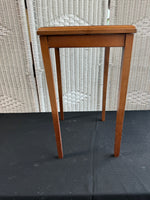 (A) Needlepoint Accented Glass Top Wooden Table or Plant Stand AS IS (READ DESCRIPTION CAREFULLY)