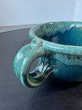 Large Green & Blue Drip Glazed Pottery Coffee or Soup Mug