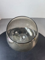 Smoky Glass Pedestal Fishbowl Vase