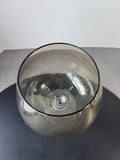Smoky Glass Pedestal Fishbowl Vase