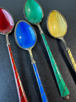 4-Piece Ela Denmark Sterling Silver Enameled Miniature Spoons