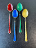 4-Piece Ela Denmark Sterling Silver Enameled Miniature Spoons