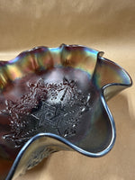 Amethyst Carnival Glass Bowl 
Northwood Star of David With Bows