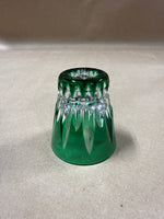 (A) Green Faberge Cut Glass Vodka Shot Glass — Signed Faberge
