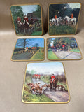 Fox Hunting Placemats/Coasters With Case - Set Of 5