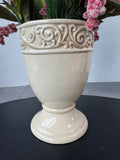 Faux Amaryllis Arrangement in Cream Ceramic Pot