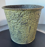Rustic Green Embossed Large Metal Planter