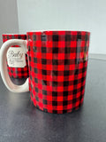 Pair of Buffalo Check Baby It’s Cold Outside Coffee Mugs