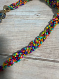 Long Multi-Colored Beaded Necklace with Faceted Ice Blue Accents