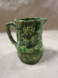 Majolica Style Green Floral Pitcher