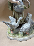 Italian Capodimonte Woman Feeding Geese