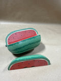 Small Folk Art Watermelon With Slice Cutout - Signed (B)