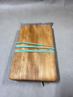 Wood Cheese Board With Silver Leaf End And Silver Knife