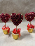Set Of 3 Glitter Rose Hearts