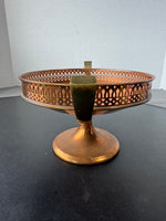 Manning Bowman #260 Vintage Copper Pedestal Bowl with Brass Handles