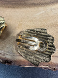 14K Gold Scalloped Shell Dome Clip Earrings