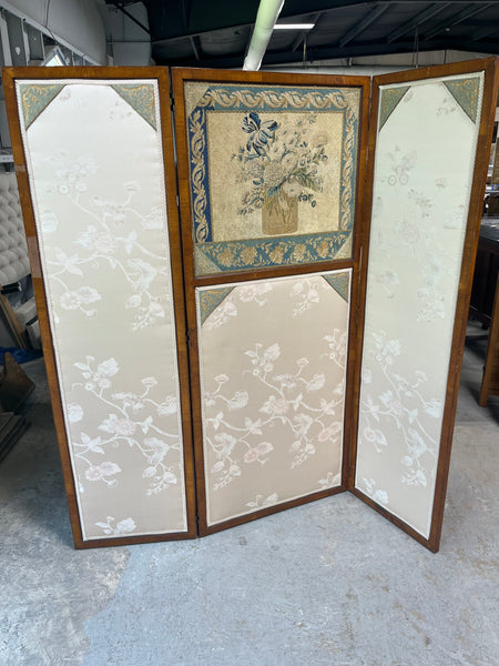 B- Three Panel Fabric/Needlework Screen