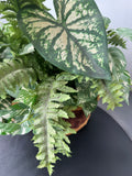 Faux Assorted Greenery in Woven Basket Planter